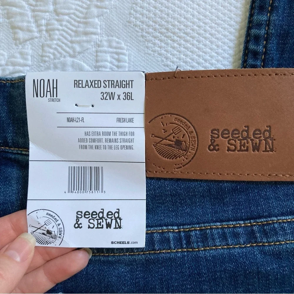 NWT Seeded & Sewn men’s Noah jeans size 32 x 36 relaxed straight